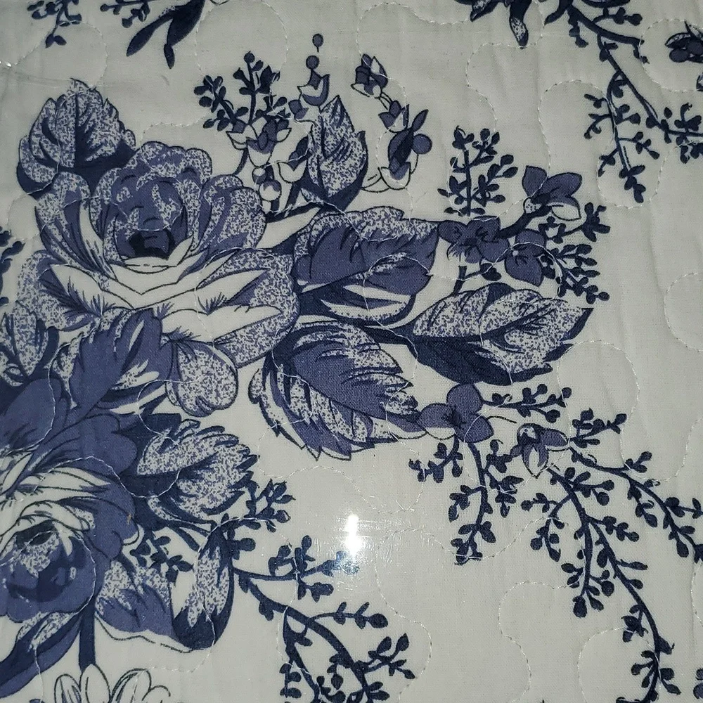 Shabby Chic Blue Roses French Country Cottage Oversized King Bedspread